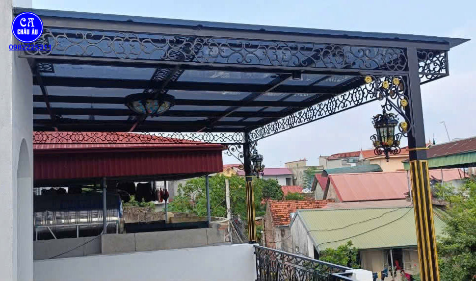 Mái kính sắt nghệ thuật tầng thượng Mái kính sắt nghệ thuật tầng thượng